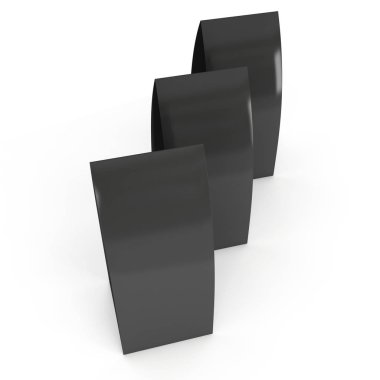 Siyah kağıt katlanmış kart. 3D render.