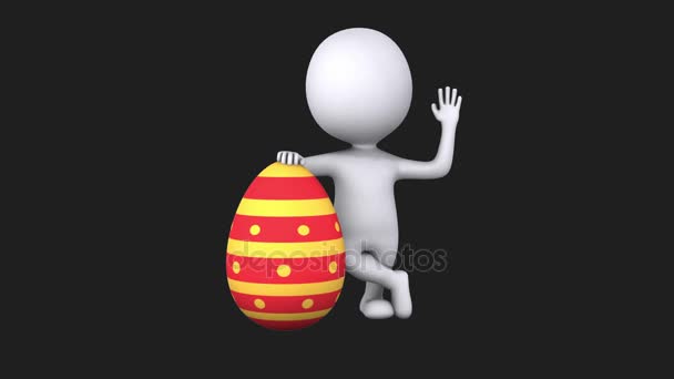 3d Man with Easter Egg — Stock Video