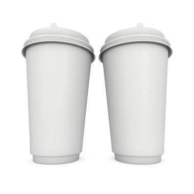 Tek kullanımlık kahve fincanı. Boş kağıt kupa plastik kapaklı