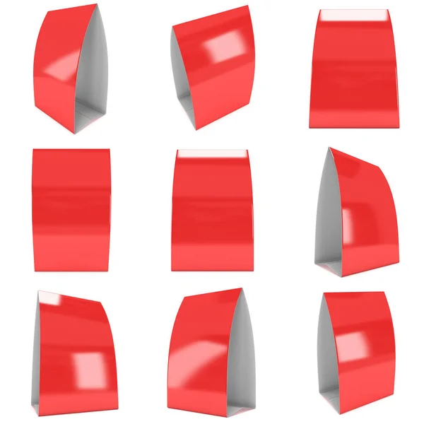 Kırmızı kağıt katlanmış kart. 3D render. — Stok fotoğraf