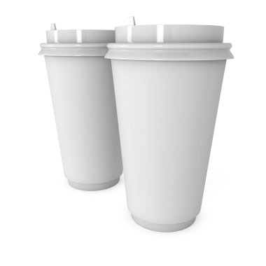 Tek kullanımlık kahve fincanı. Boş kağıt kupa plastik kapaklı