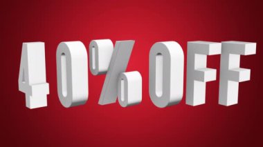 % 40 indirimli 3D harfler beyaz arkaplanda dönüyor