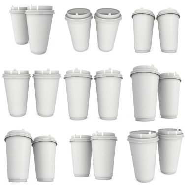 Tek kullanımlık kahve fincanı. Boş kağıt kupa plastik kapaklı