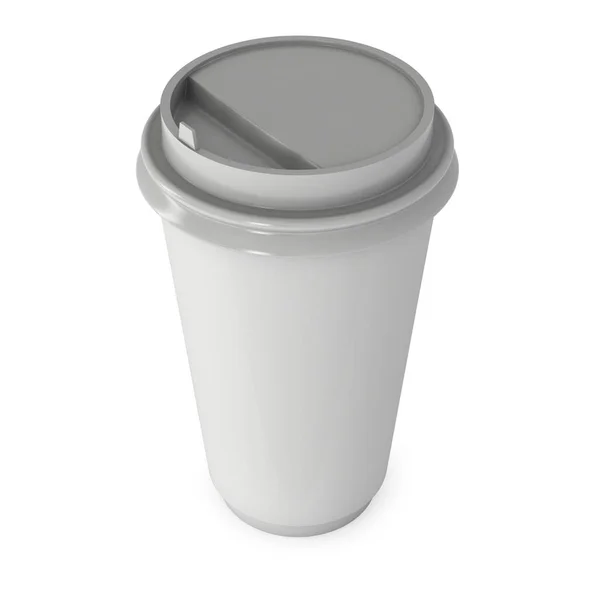 一次性咖啡杯。张空白的纸杯子，塑料帽 — 图库照片