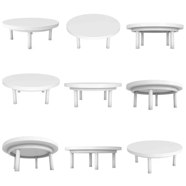 Witte ronde tafel 3d — Stockfoto