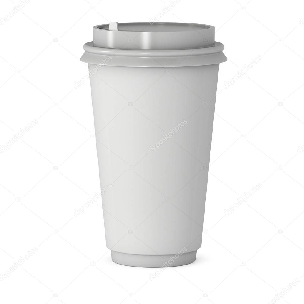 Disposable coffee cup. Blank paper mug with plastic cap