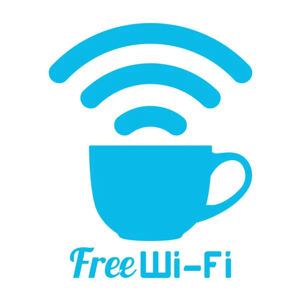 Internet café wifi gratis taza de café signo — Vector de stock