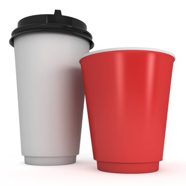 Tek kullanımlık kahve fincanı. Boş kağıt kupa