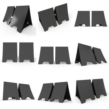 Boş kağıt çadır kartları. 3D render.