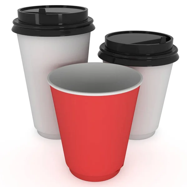 Одноразовые чашки кофе. Пустая бумажная кружка — стоковое фото