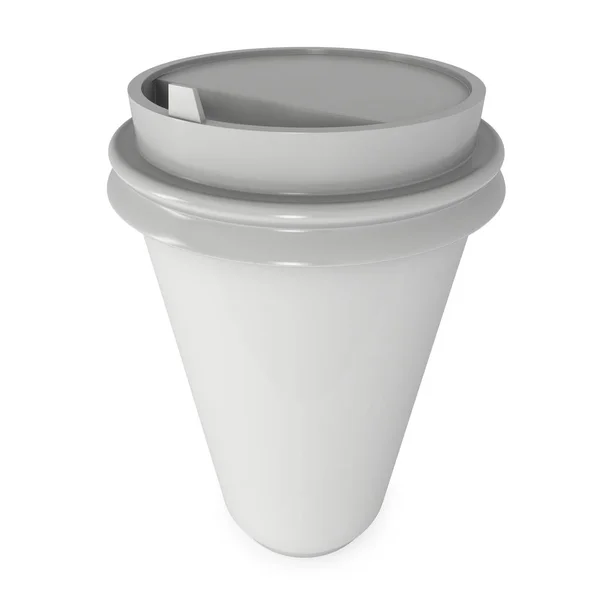 Disponibla kaffekopp. Blankt papper mugg med plastlock — Stockfoto