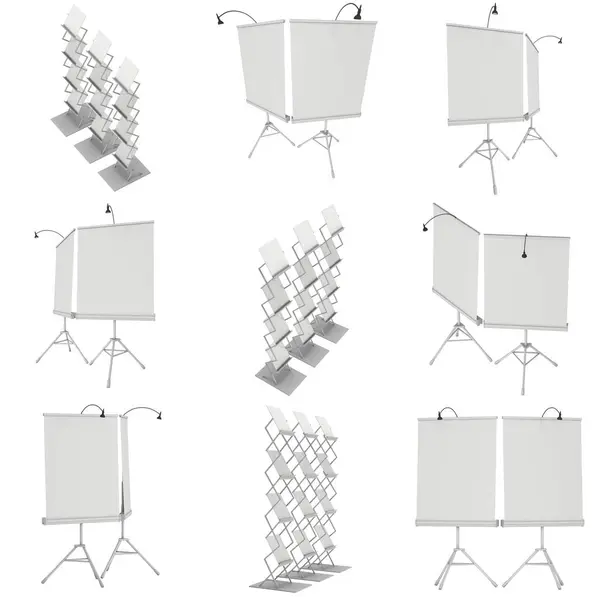 삼각대에 엑스포 배너 스탠드까지 빈 롤 — 스톡 사진