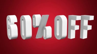 % 60 indirimli 3D harfler beyaz arkaplanda dönüyor