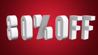% 80 indirimli 3D harfler beyaz arkaplanda dönüyor