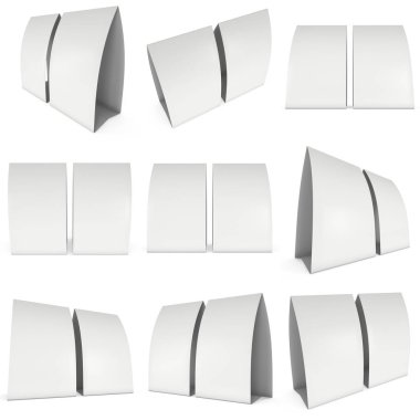 Boş kağıt çadır kartları. 3D render.