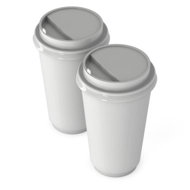 Tek kullanımlık kahve fincanı. Boş kağıt kupa plastik kapaklı