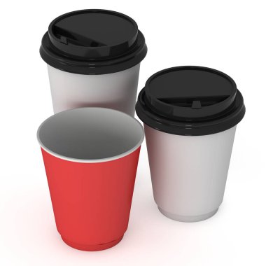 Tek kullanımlık kahve fincanı. Boş kağıt kupa