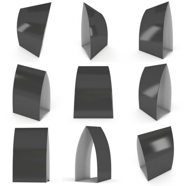 Siyah kağıt çadır kartları. 3D render.