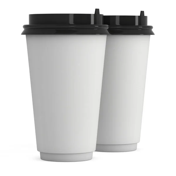Einweg-Kaffeetassen. leerer Papierbecher mit Plastikdeckel — Stockfoto