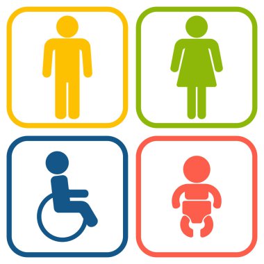 4 tuvalet web ve mobil simgeler kümesi