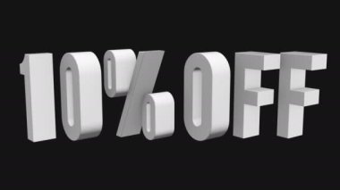 siyah arka plan üzerine yüzde 10 indirim 3d harfler döndürmek