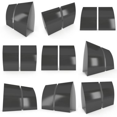 Boş kağıt çadır kartları. 3D render.