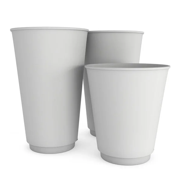 Κούπες καφέ μίας χρήσης. Κούπα λευκό χαρτί — Φωτογραφία Αρχείου