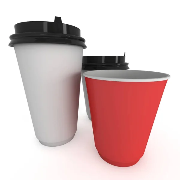 Disponibla kaffekoppar. Blankt papper mugg — Stockfoto