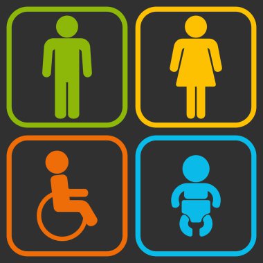 4 tuvalet web ve mobil simgeler kümesi