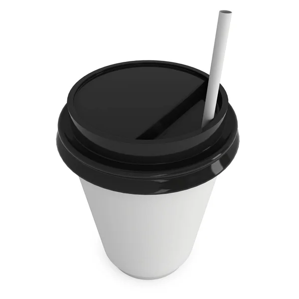 一次性咖啡杯。张空白的纸杯子，塑料帽 — 图库照片