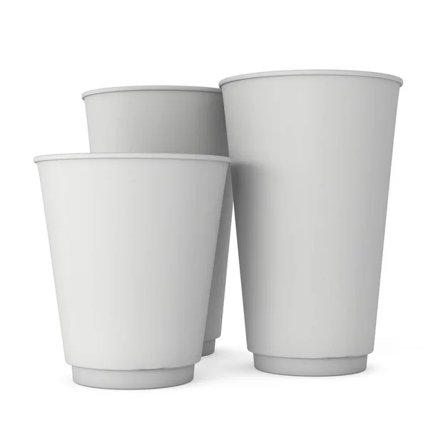 Copos de café descartáveis. Caneca de papel em branco — Fotografia de Stock