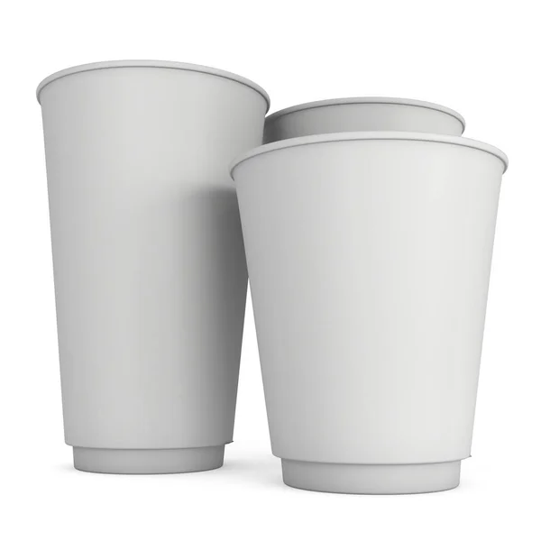 Κούπες καφέ μίας χρήσης. Κούπα λευκό χαρτί — Φωτογραφία Αρχείου