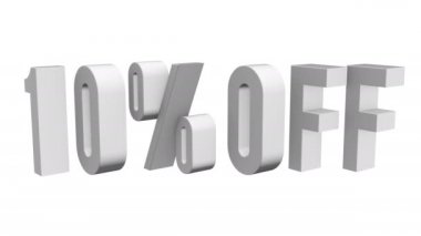 % 10 indirimli 3D harfler beyaz arkaplanda dönüyor