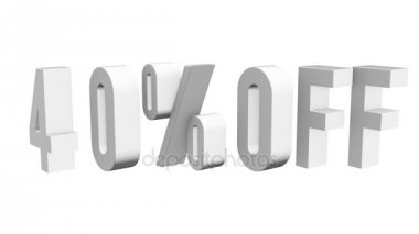 % 40 indirimli 3D harfler beyaz arkaplanda dönüyor