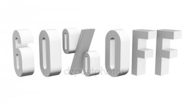 % 60 indirimli 3D harfler beyaz arkaplanda dönüyor