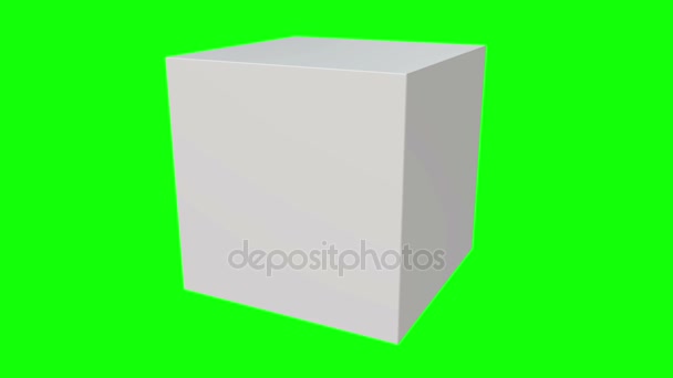 Witte doos geïsoleerd op witte achtergrond. — Stockvideo