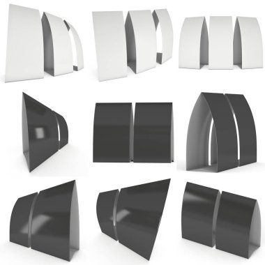 Boş kağıt çadır kartları. 3D render.