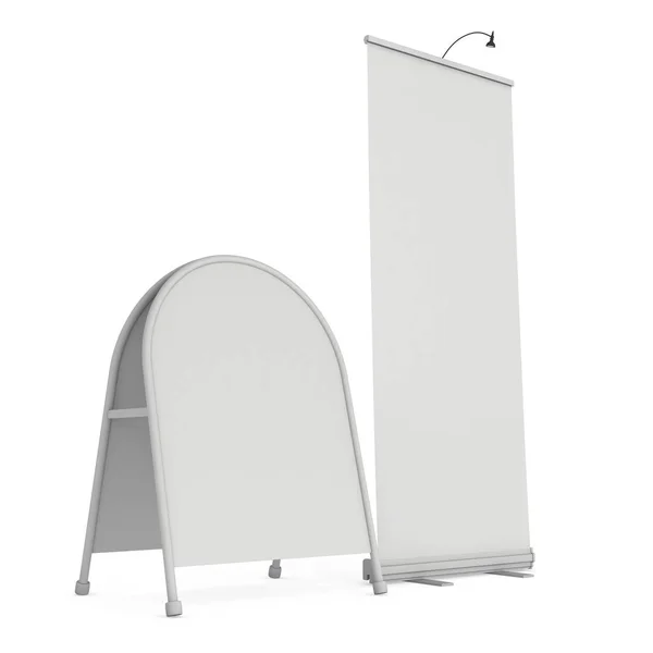 En blanco Roll Up Expo Banner Stand grupo — Foto de Stock