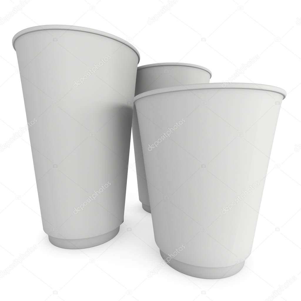Disposable coffee cups. Blank paper mug