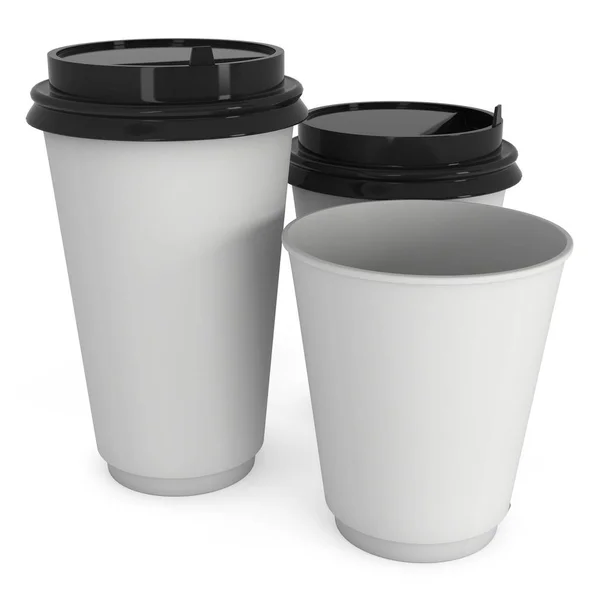 Tasses à café jetables. Tasse en papier vierge — Photo