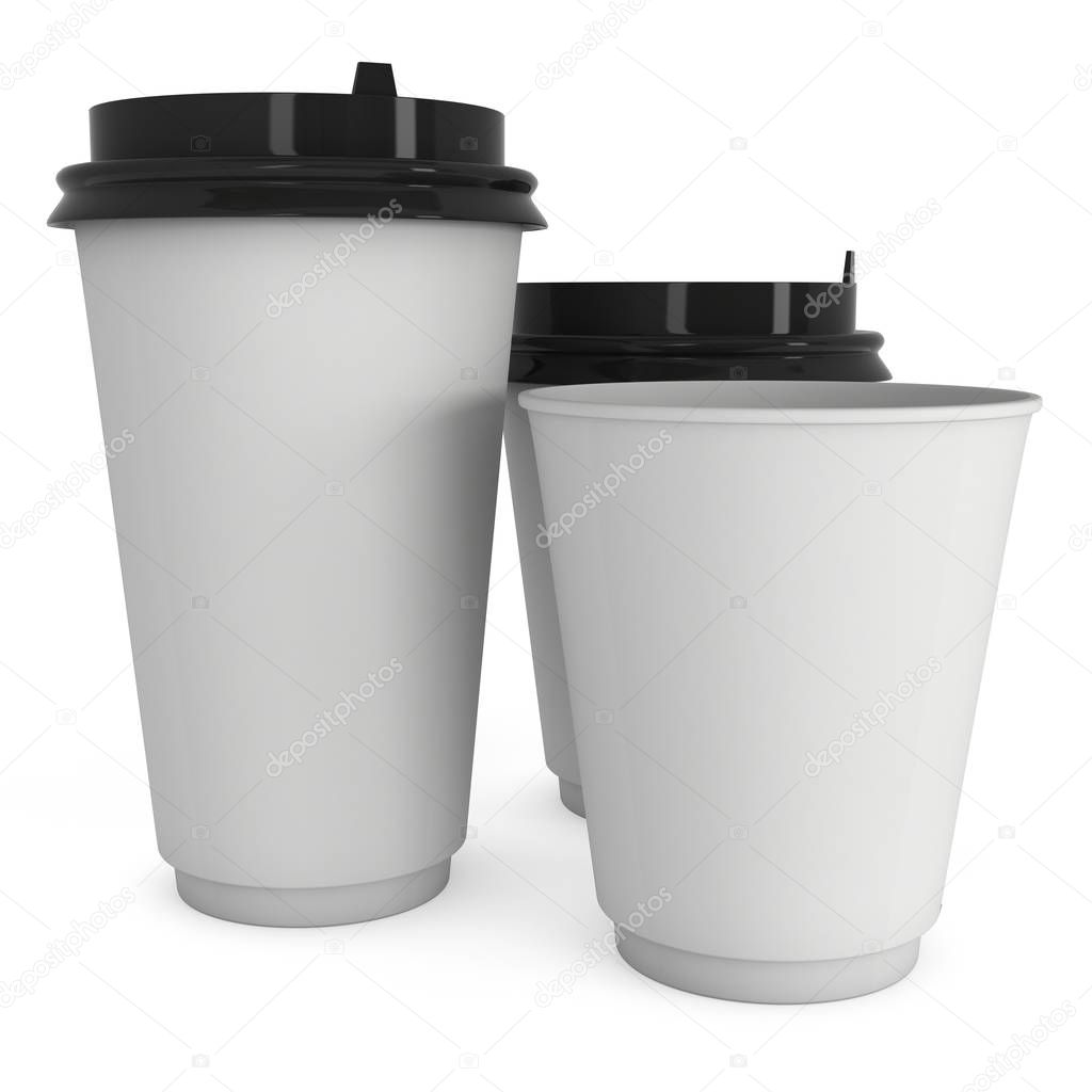 Disposable coffee cups. Blank paper mug