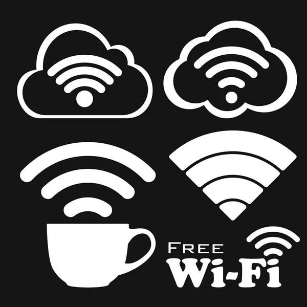 Internet café gratis wifi vector icons set. — Stockvector