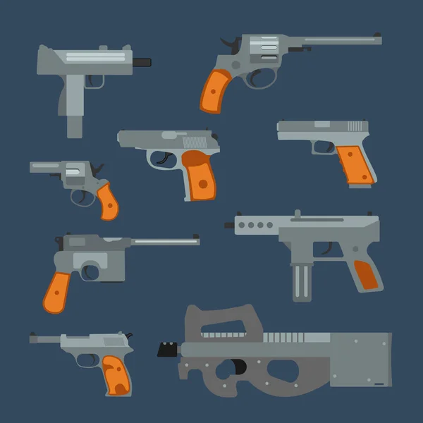 Collection d'armes de poing vectorielles . — Image vectorielle