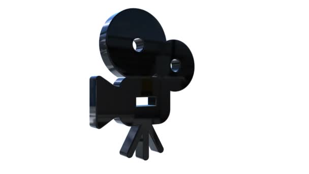 Logotipo da câmera de filme girar no branco — Vídeo de Stock