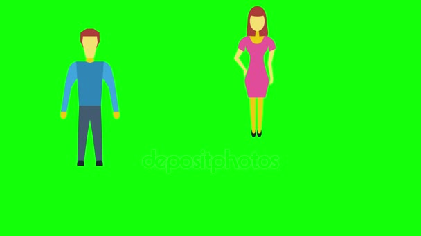 Infografía de hombre y mujer en las redes sociales — Vídeo de stock