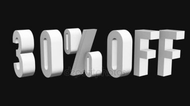 3d mektupları 30 yüzde siyah arka plan üzerine döndürmek