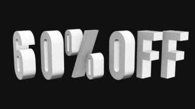 60 oranında off 3d harfler siyah arka plan üzerine döndürmek