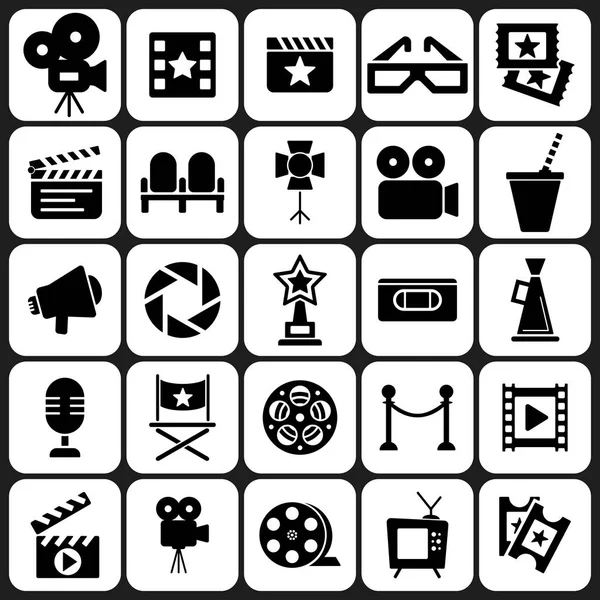 Conjunto de iconos retro de cine — Vector de stock