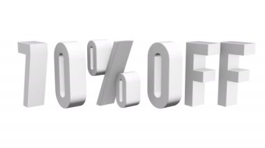 % 70 indirimli 3D harfler beyaz arkaplanda dönüyor