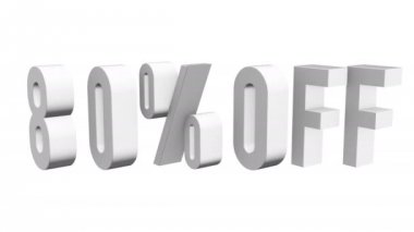 % 80 indirimli 3D harfler beyaz arkaplanda dönüyor